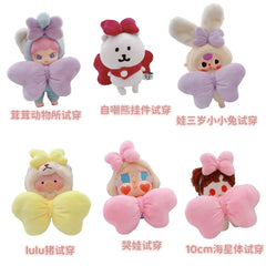 One, two and three generations of labubu clothes, rabub pendant, sitting party baby clothes, cute bow accessories, small gifts.