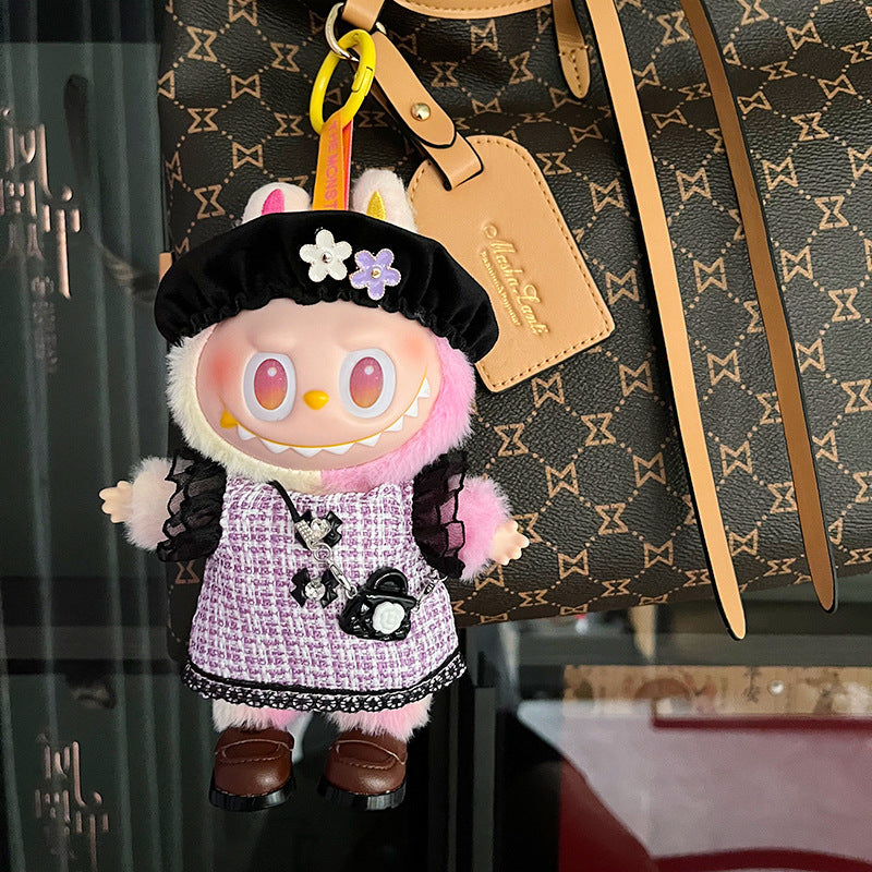 Only clothes are suitable for 17cm Labubu baby clothes, first and second generations labubu blind box pendant, clothes change set.