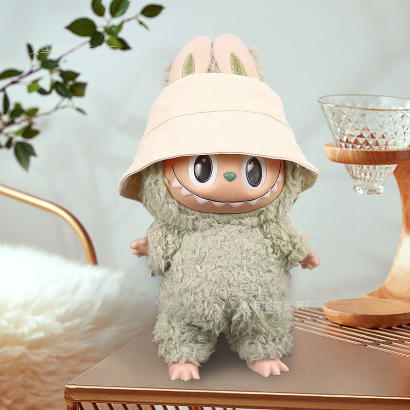 Labubu clothes bucket hat doll overalls hat two-piece set doll doll clothes accessories change