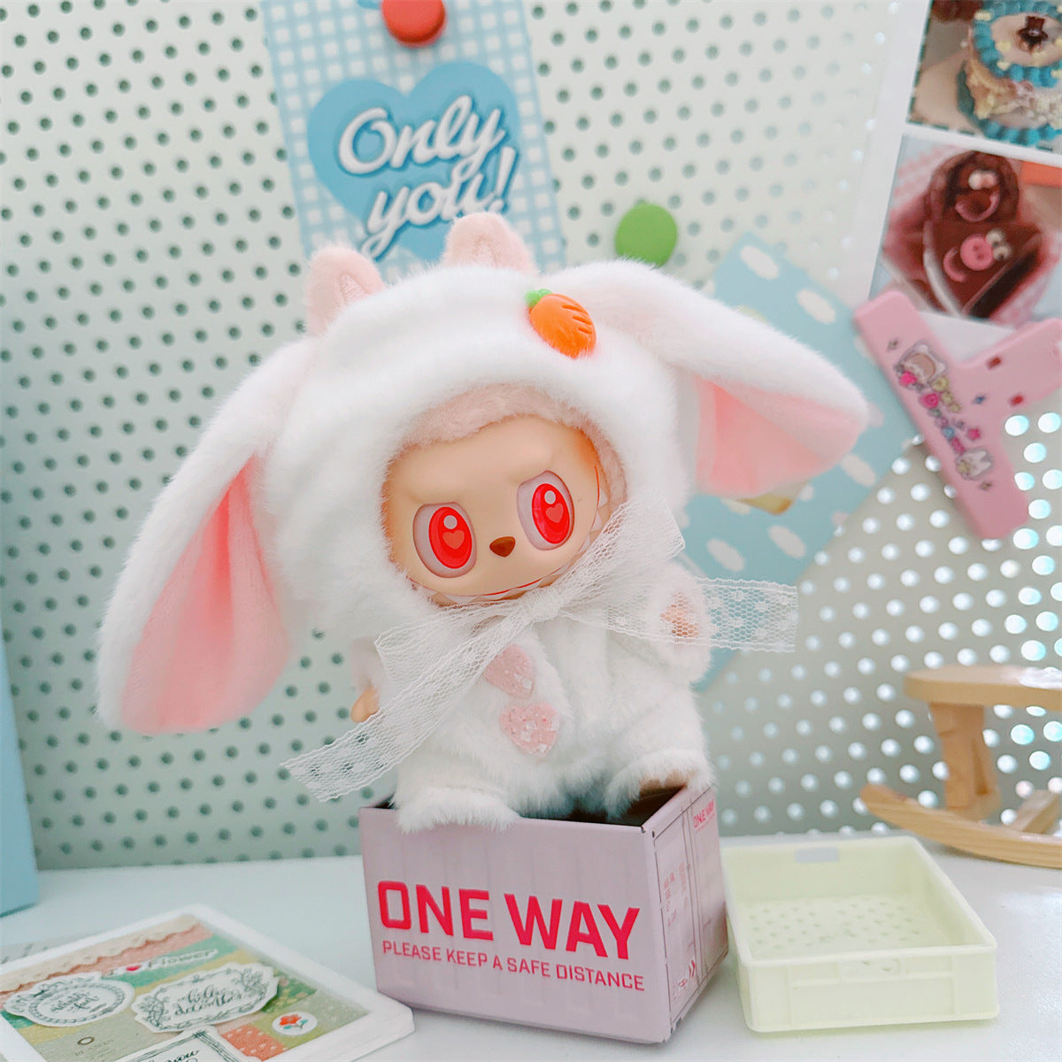 One, two and three generations labubu17cm Labubu clothes 10cm cotton doll cartoon cute plush onesie