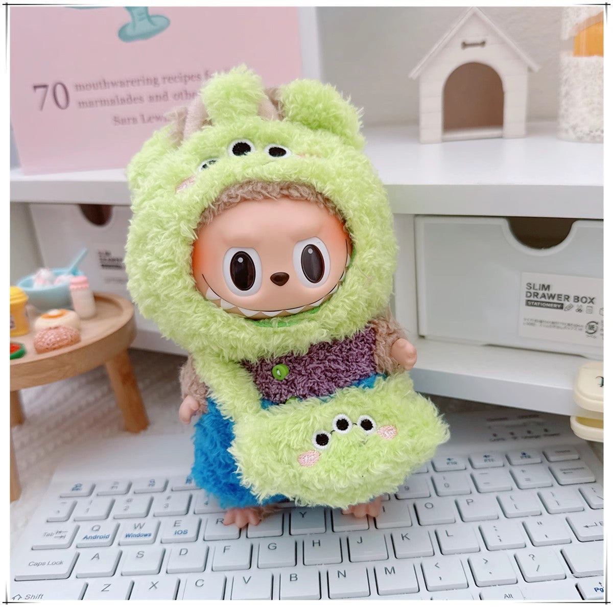 One, two and three generations labubu17cm Labubu clothes 10cm cotton doll cartoon cute plush onesie