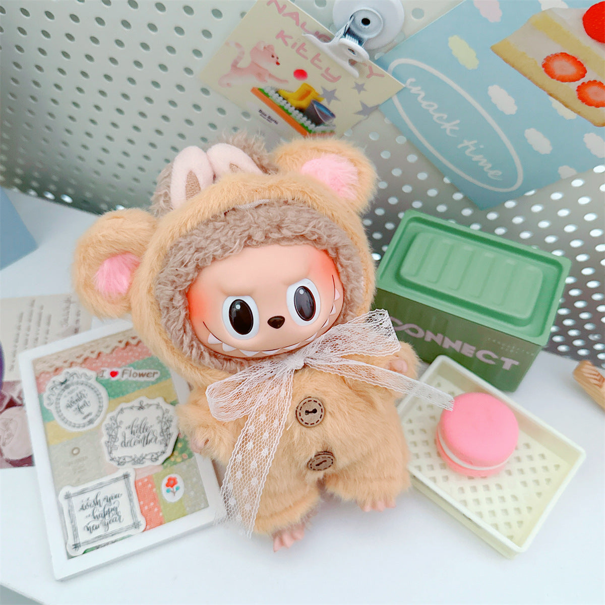 One, two and three generations labubu17cm Labubu clothes 10cm cotton doll cartoon cute plush onesie
