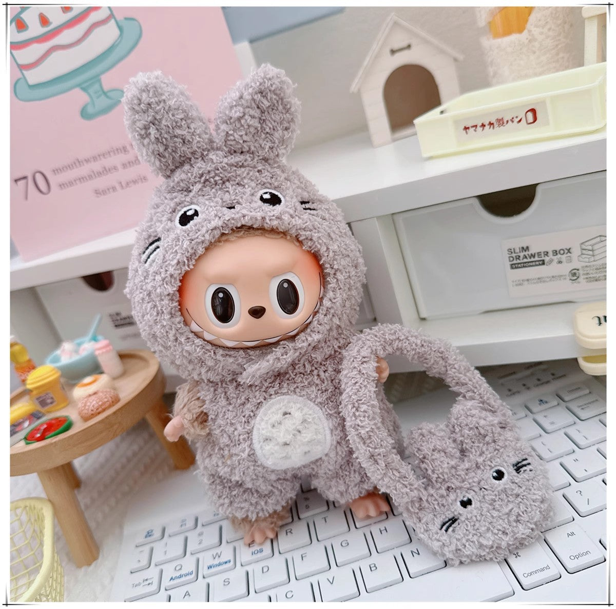 One, two and three generations labubu17cm Labubu clothes 10cm cotton doll cartoon cute plush onesie