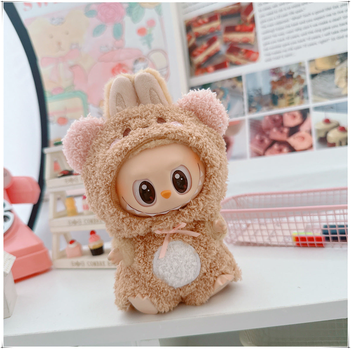 One, two and three generations labubu17cm Labubu clothes 10cm cotton doll cartoon cute plush onesie