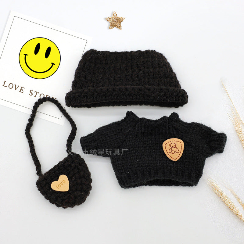 New baby clothes 17cm labubu sweater hat satchel crochet set creative vinyl labubu doll accessories