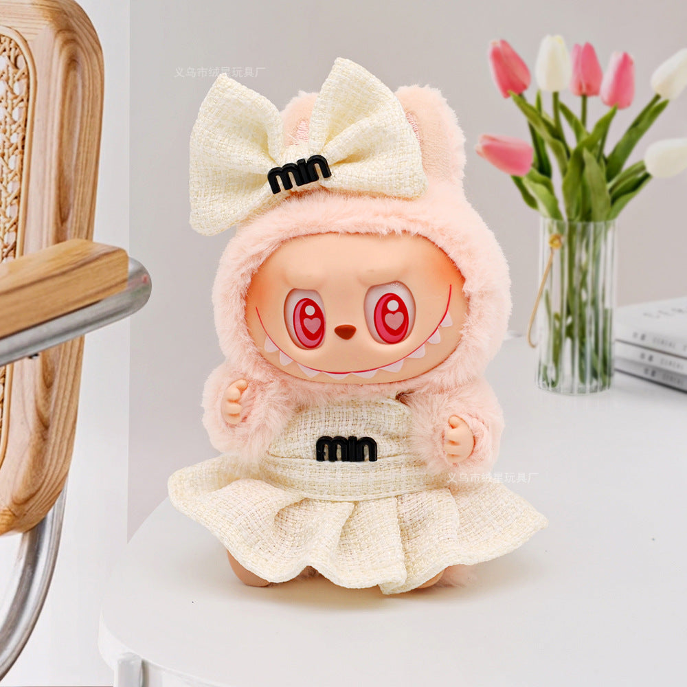 Spot first and second generation labubu Labubu baby clothes, Xiaoxiangfeng princess skirt, overalls, hats, dolls, big-name sets