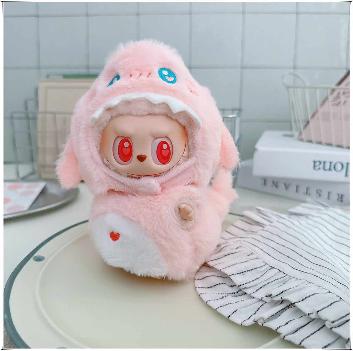 One, two and three generations labubu17cm Labubu clothes 10cm cotton doll cartoon cute plush onesie