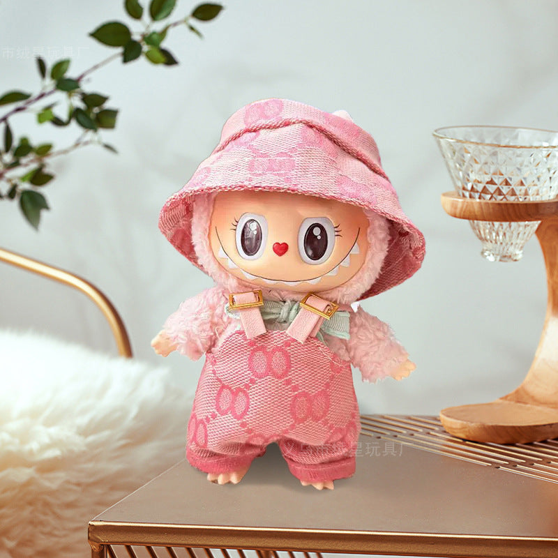 Labubu clothes bucket hat doll overalls hat two-piece set doll doll clothes accessories change