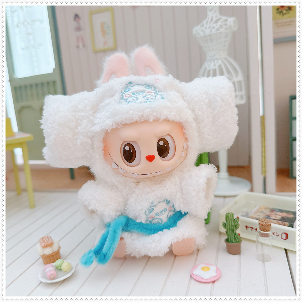 One, two and three generations labubu17cm Labubu clothes 10cm cotton doll cartoon cute plush onesie
